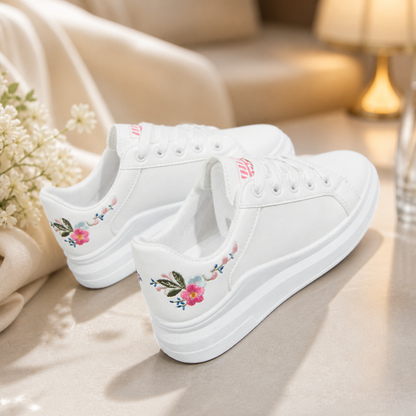 New Casual All-Match Embroidery White Shoes Women