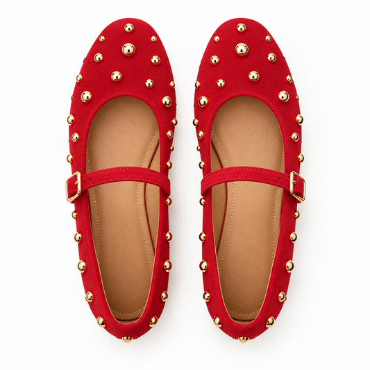 Studded Mary Jane Ballerinas by Leonardé