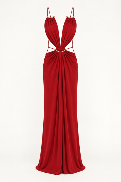 Womens Casual Hollowed-out Halterneck Dress
