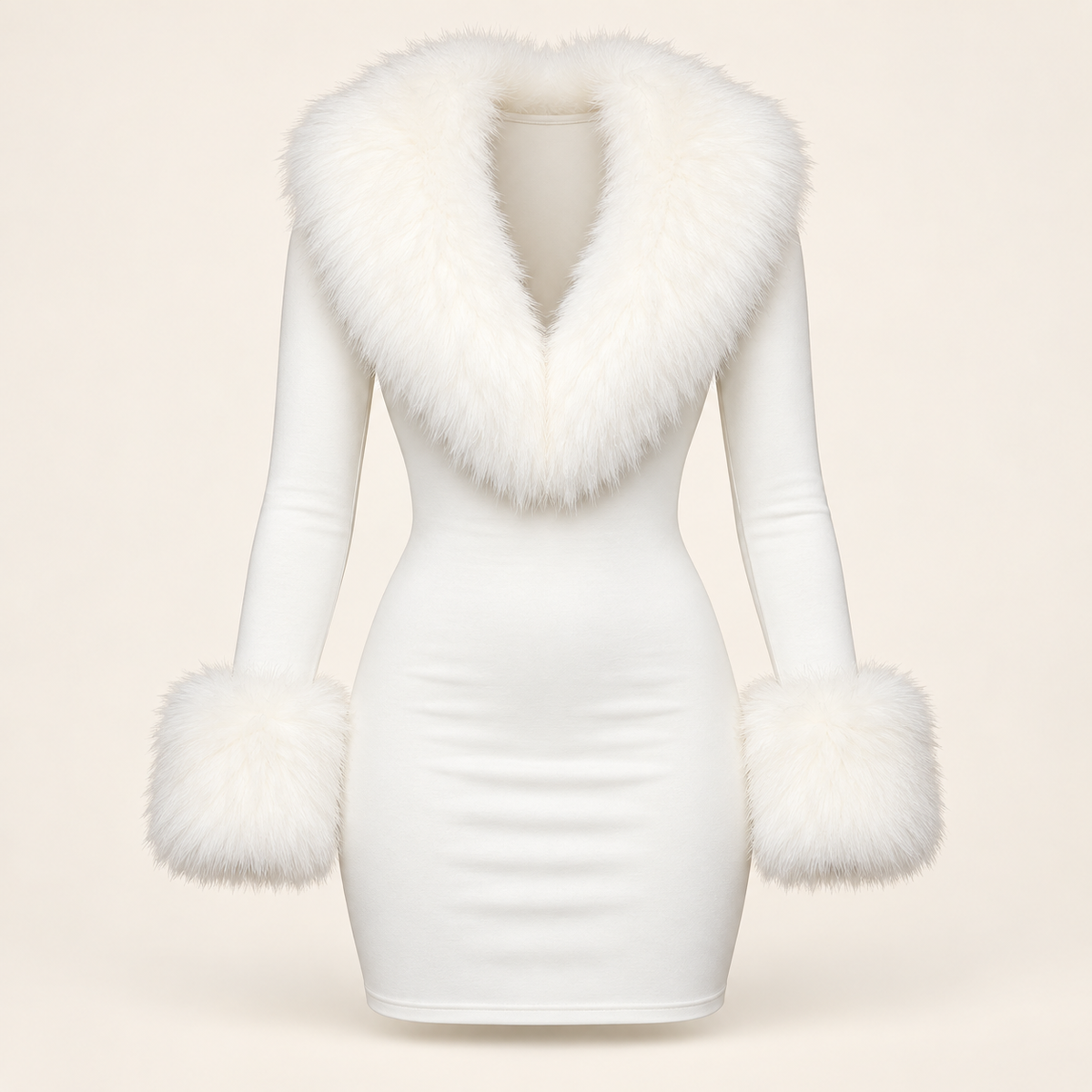 Faux-Fur Collar Bodycon Mini Dress