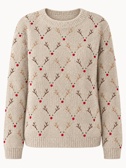 Printed Festive Crewneck Sweater