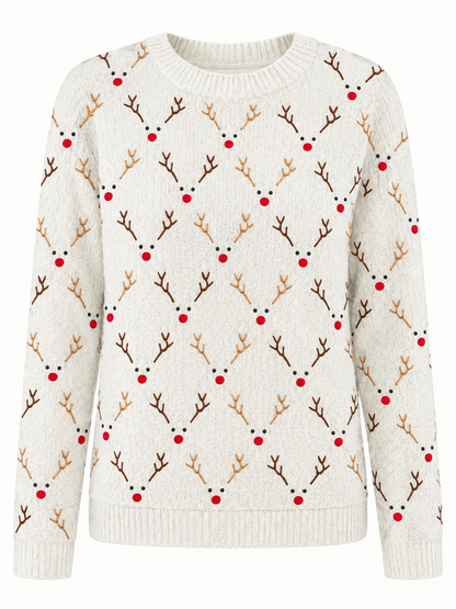 Printed Festive Crewneck Sweater