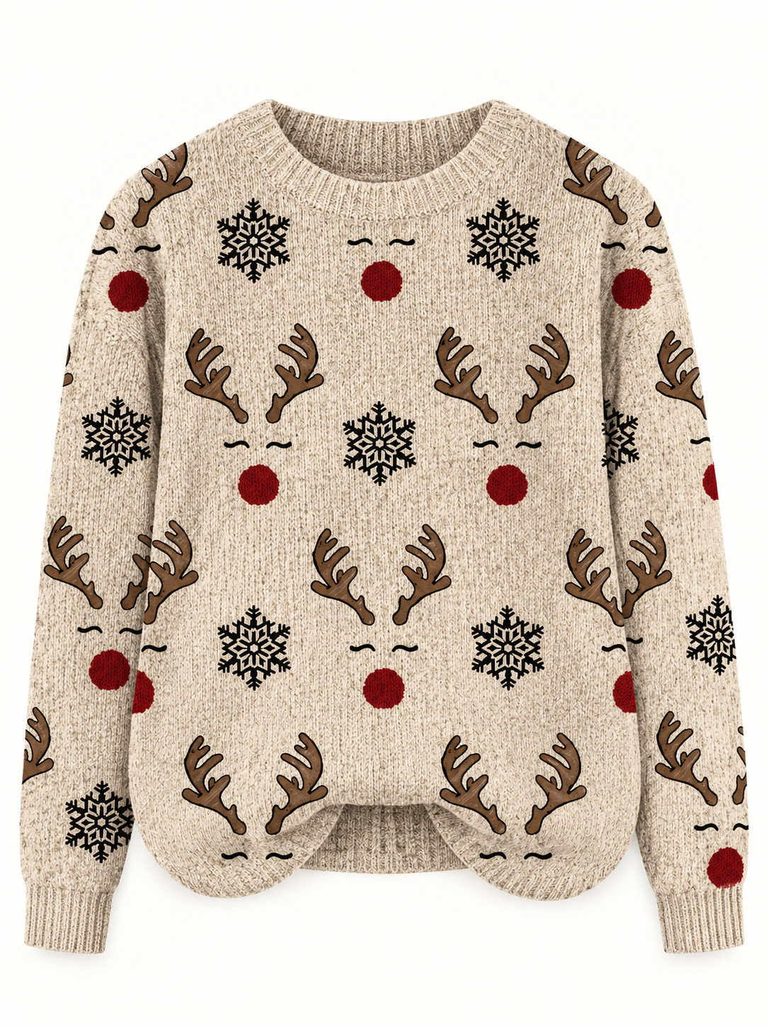 Printed Festive Crewneck Sweater
