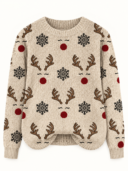 Printed Festive Crewneck Sweater