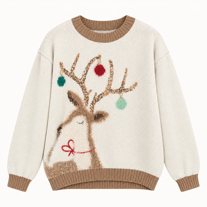 Printed Festive Crewneck Sweater