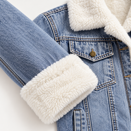 Loose Jacket Large Fur Collar Denim