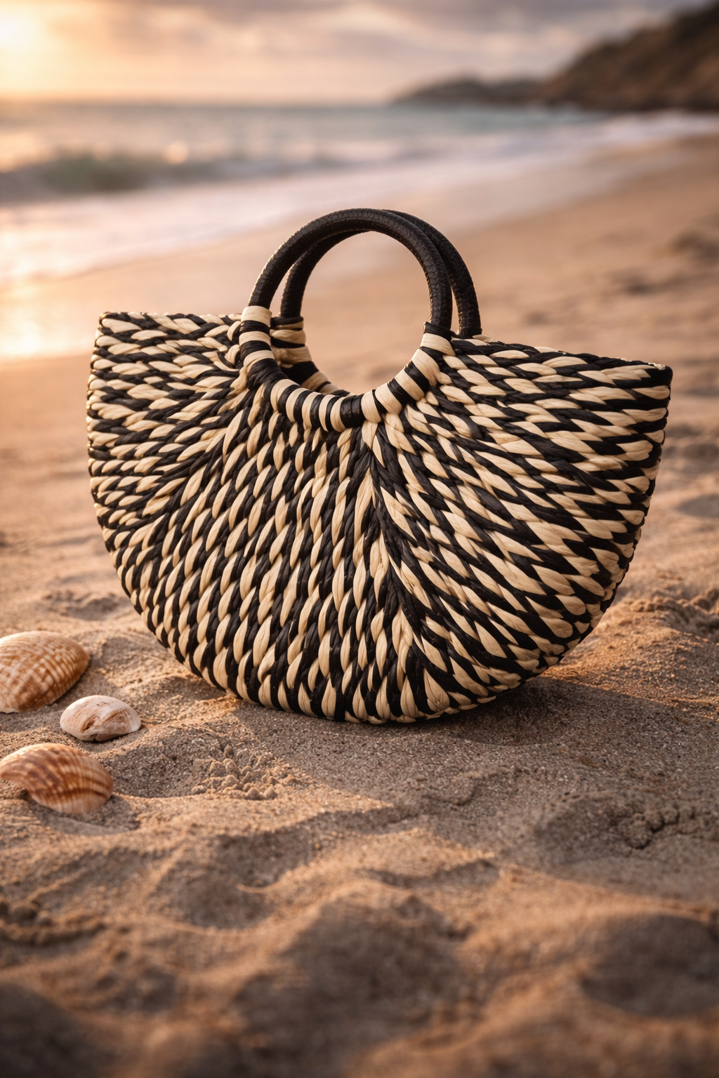 New Summer Semicircle Temperament Straw Woven Handbag Seaside Vacation Beach Bag