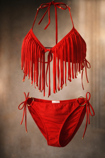 Tassel Bikini Swimsuit High-end Beaded Ringed Swimwear