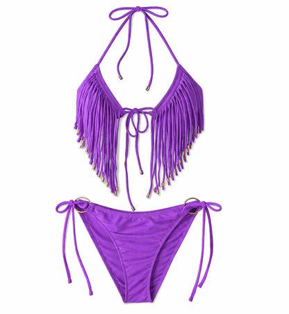 Tassel Bikini Swimsuit High-end Beaded Ringed Swimwear