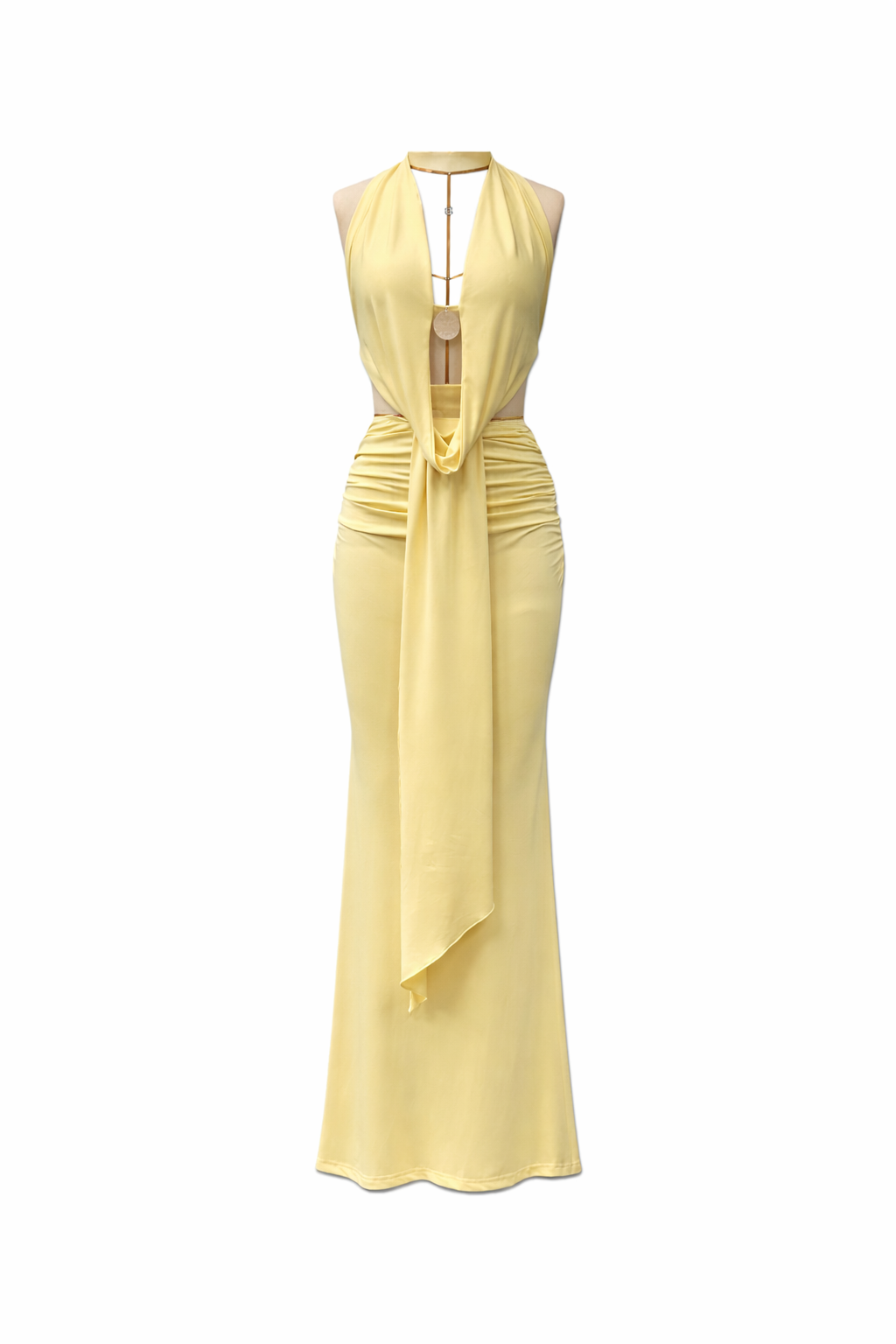 Womens Halterneck Backless Top And Sexy Hip-Hugging Skirt Set