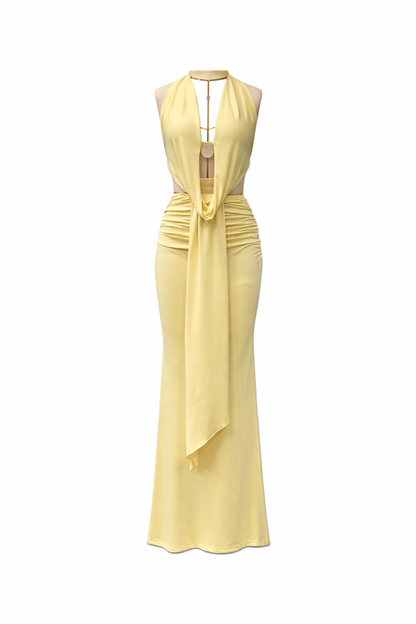 Womens Halterneck Backless Top And Sexy Hip-Hugging Skirt Set