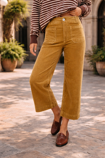 Women's Casual High-waisted Straight-leg Button-up Pants