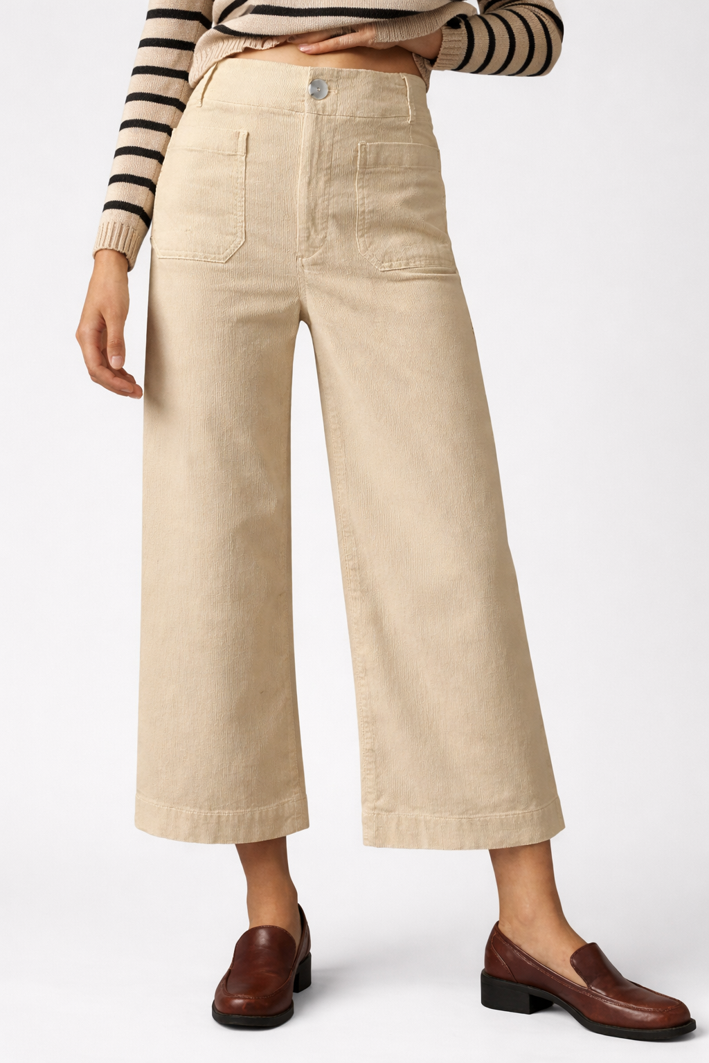 Women's Casual High-waisted Straight-leg Button-up Pants