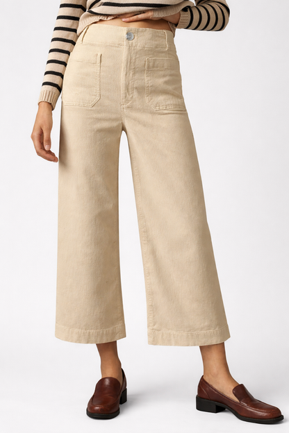 Women's Casual High-waisted Straight-leg Button-up Pants