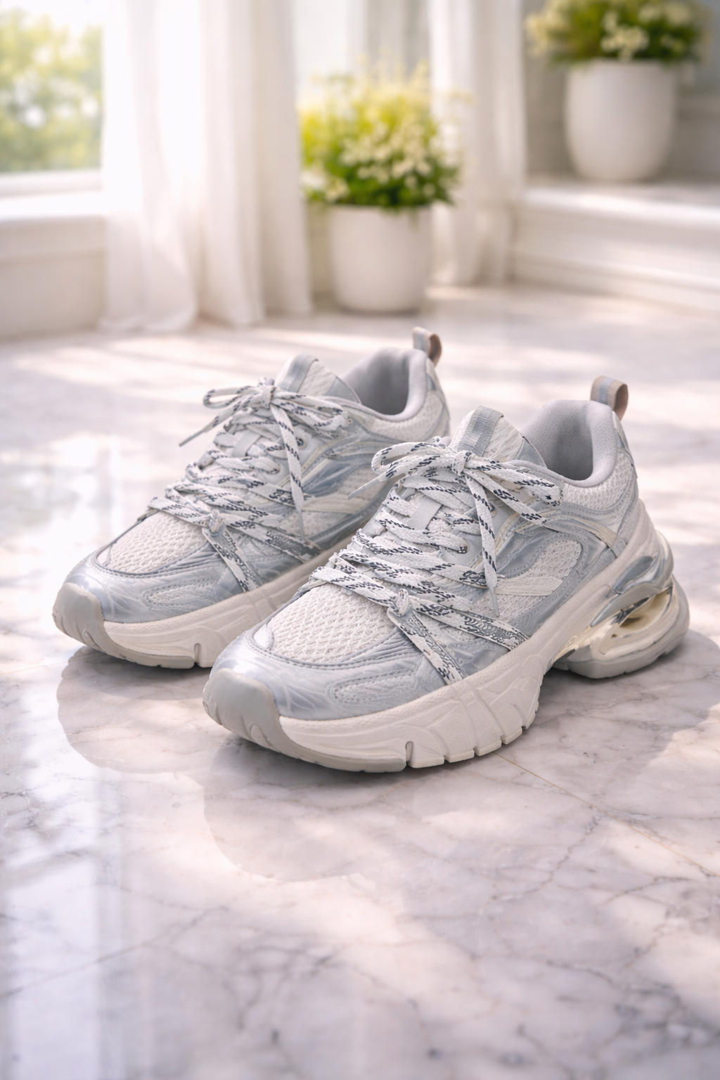 Silver Designer Dad-style Athletic Casual Shoes