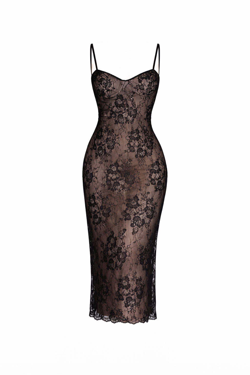 Waist-tight Sheath Dress Eyelash Lace Sling Dress