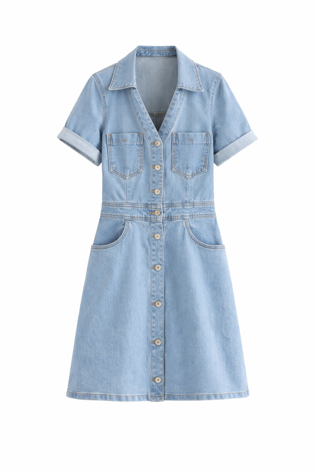New Fashion Casual Breasted Mini Waist Denim Dress