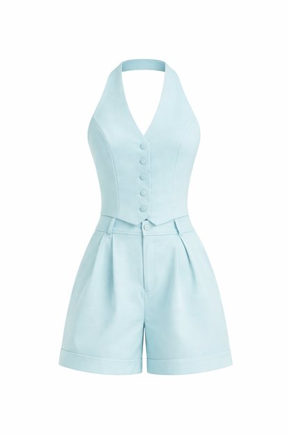 Fashion Backless Halter Vest Suit