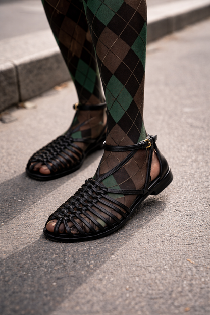 Woven Hollowed Out Vintage Sandals