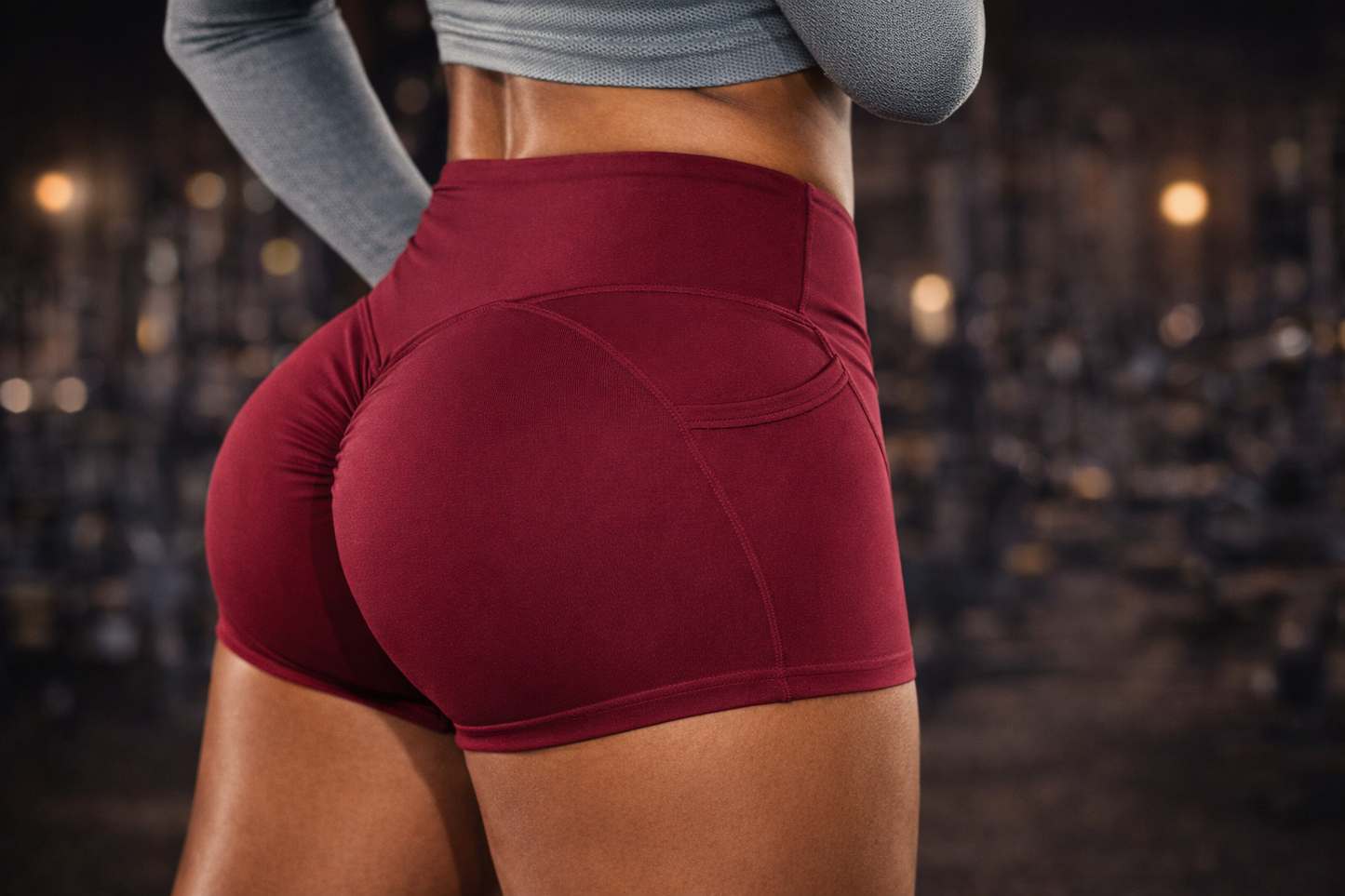Solid Color Sporty Leggings With Pocket Lifts