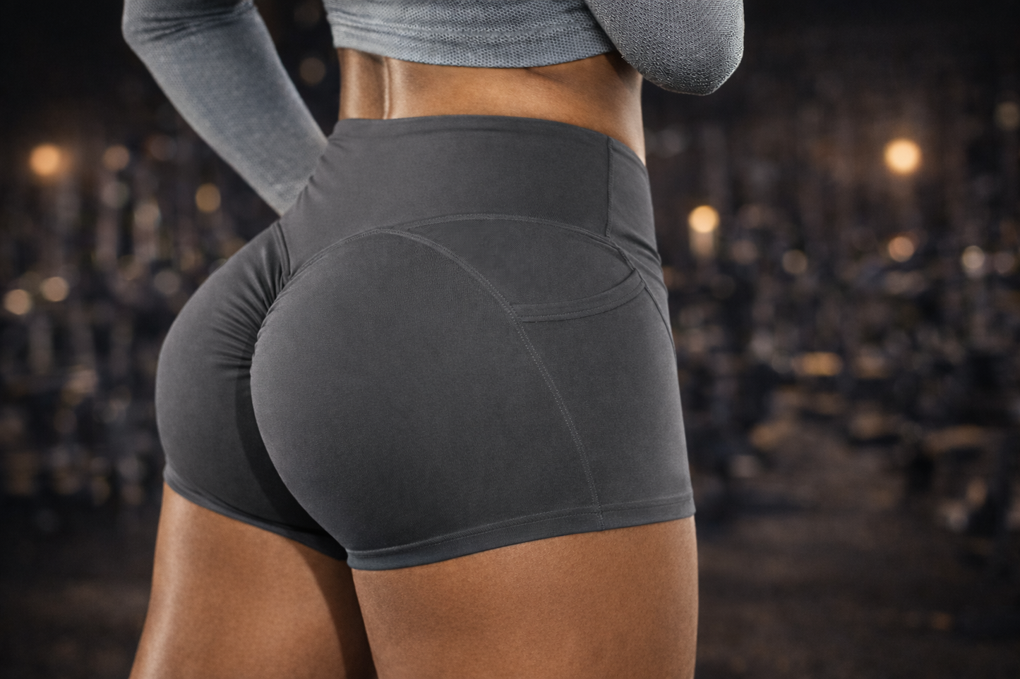 Solid Color Sporty Leggings With Pocket Lifts