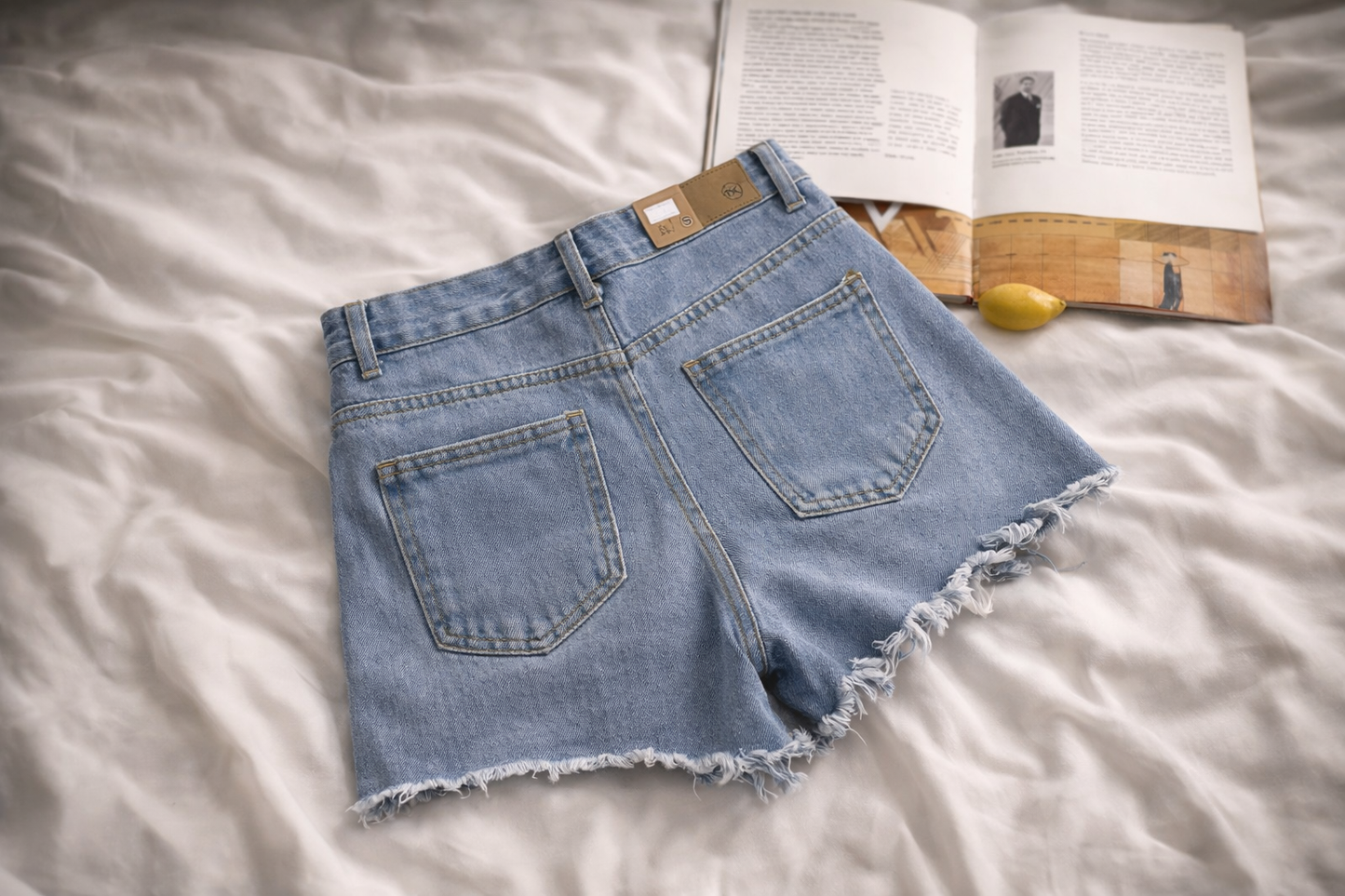 Denim Shorts Women's High Waist Loose Hole Wide Leg