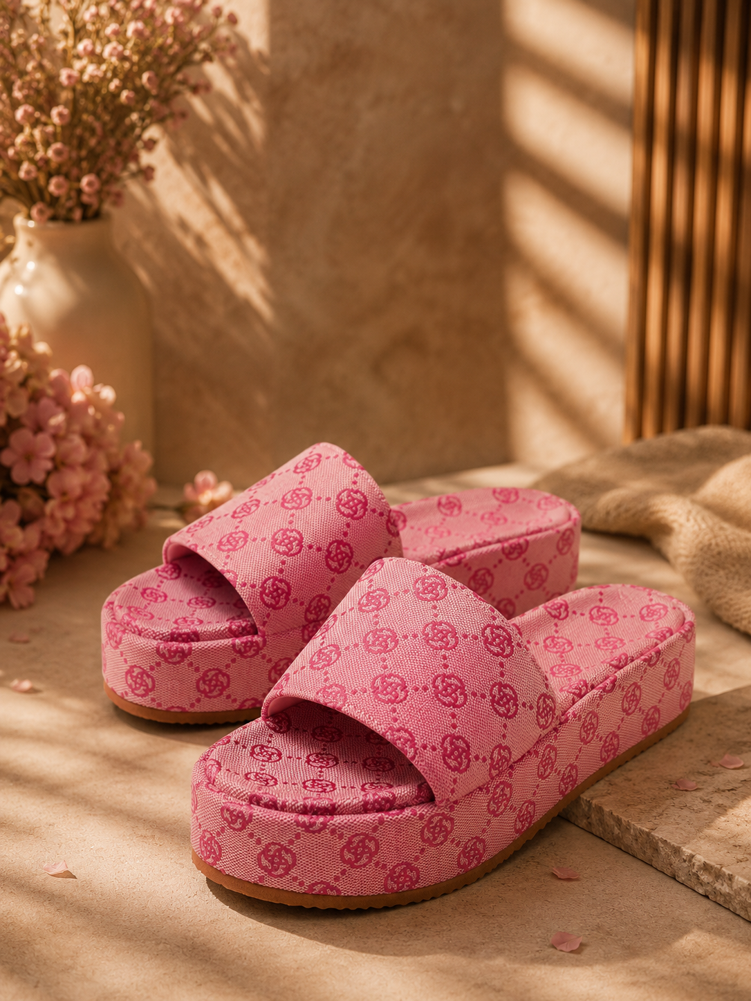 Women's Chic Embroidered Muffin Soft Back Thick Back Slippers
