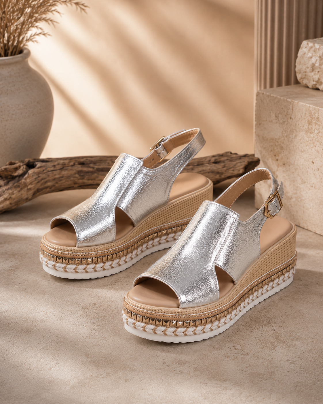 Women's Plus Size Rope Bottom Platform Sandals
