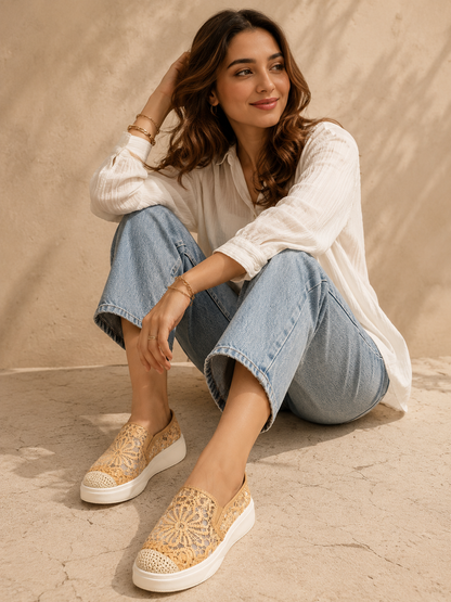 Round Toe Breathable Viscose Solid Color Low-Top Fashion Shoes