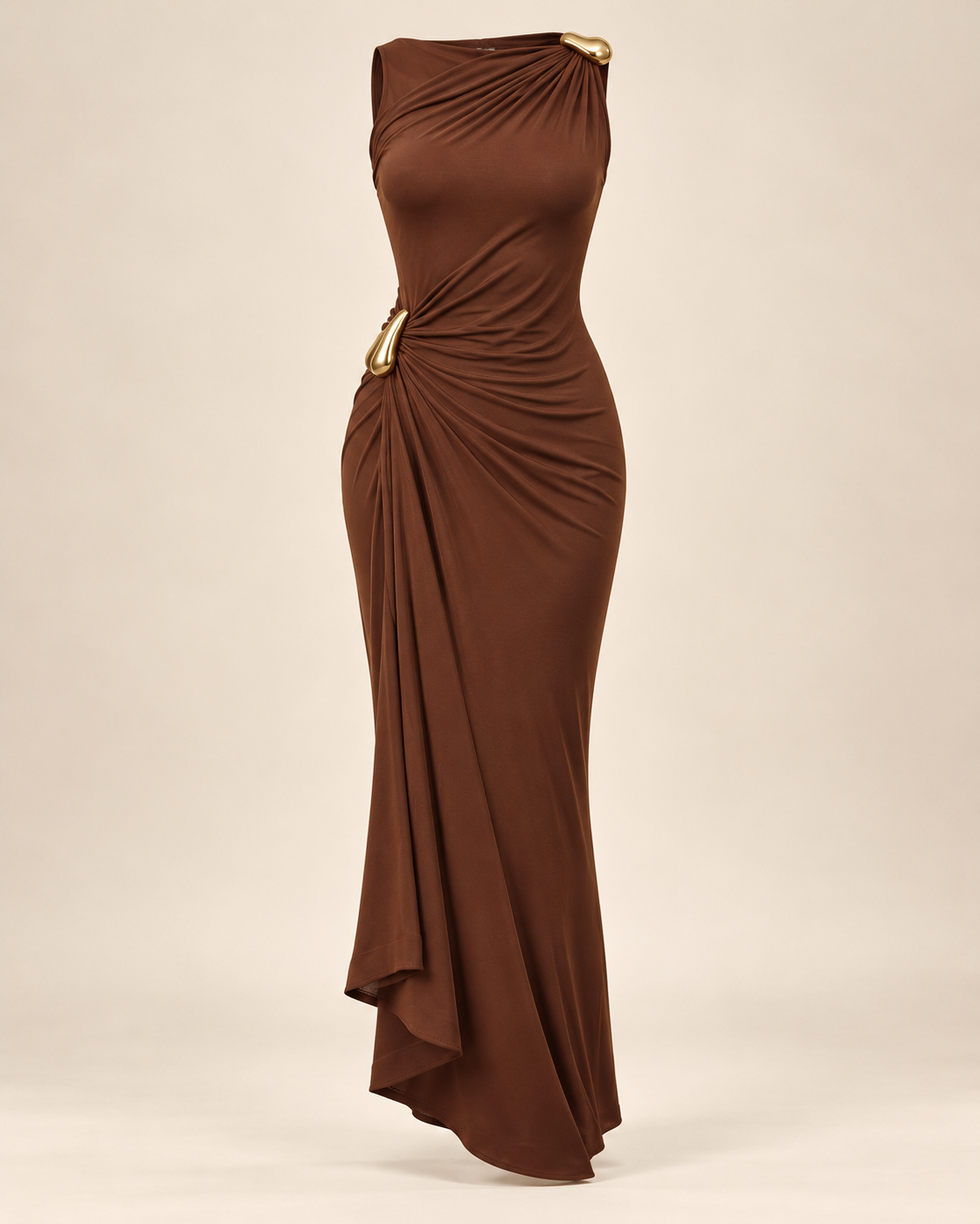 Gold-Detail Ruched Maxi Dress – product view 2