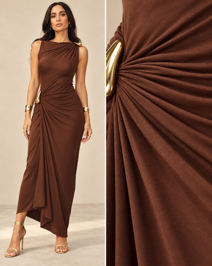 Gold-Detail Ruched Maxi Dress – product view 7