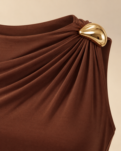 Gold-Detail Ruched Maxi Dress – product view 8