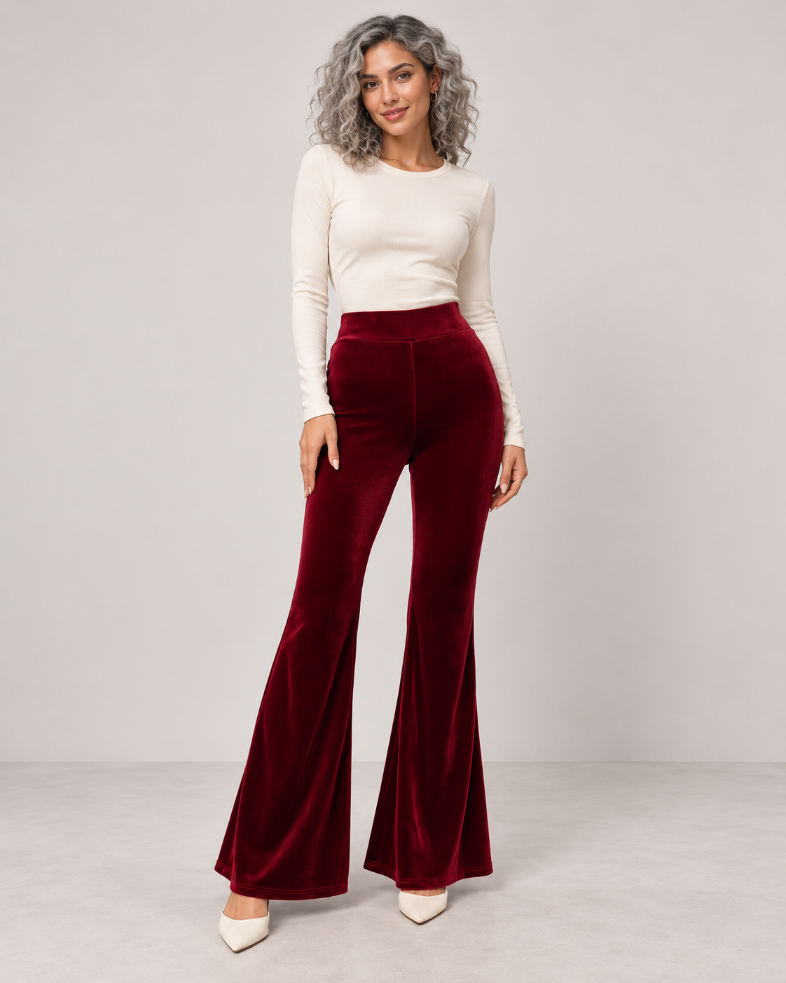 Slimming Casual High-waisted Womens Flared Pants by Leonardé