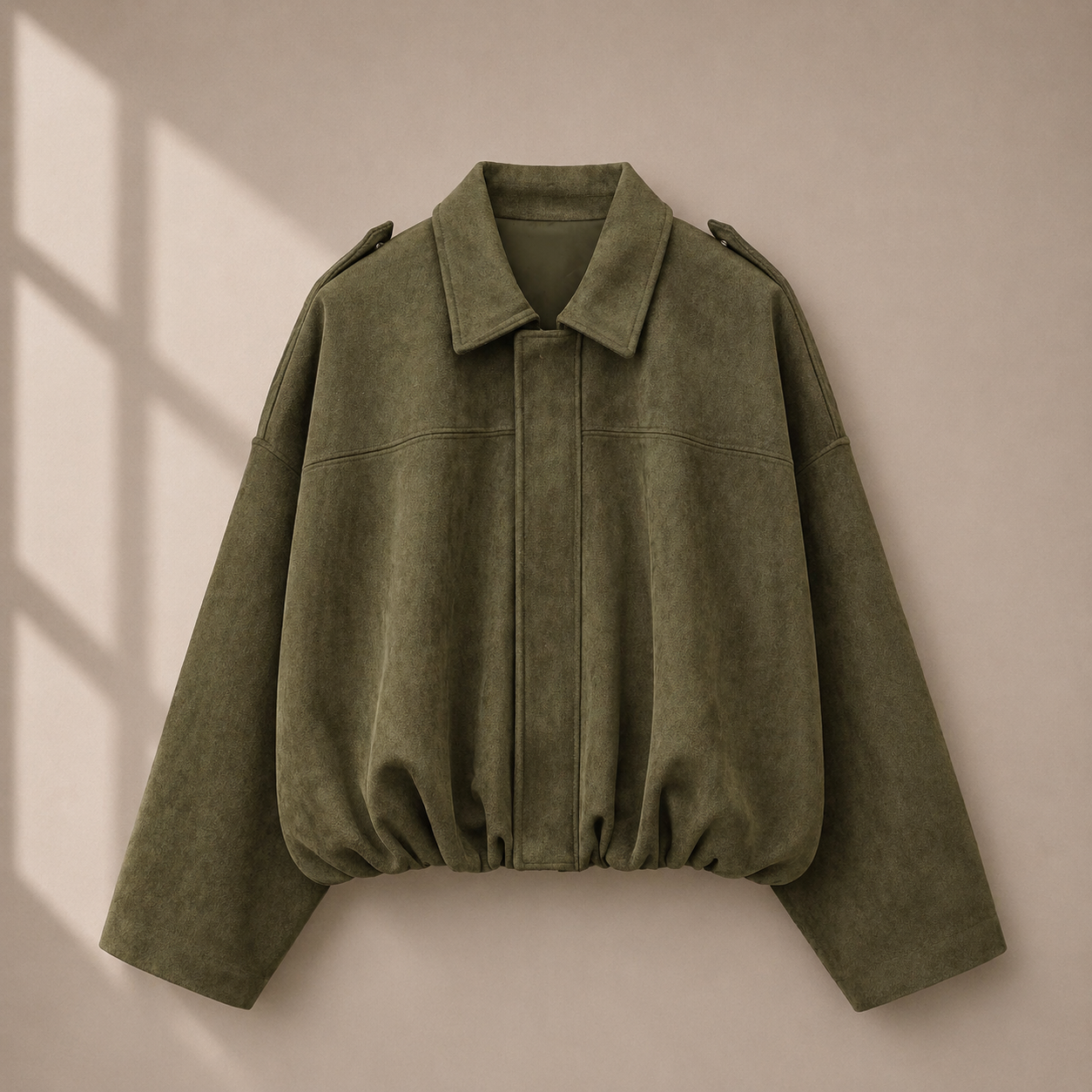 Green Suede Bomber Jacket Coat