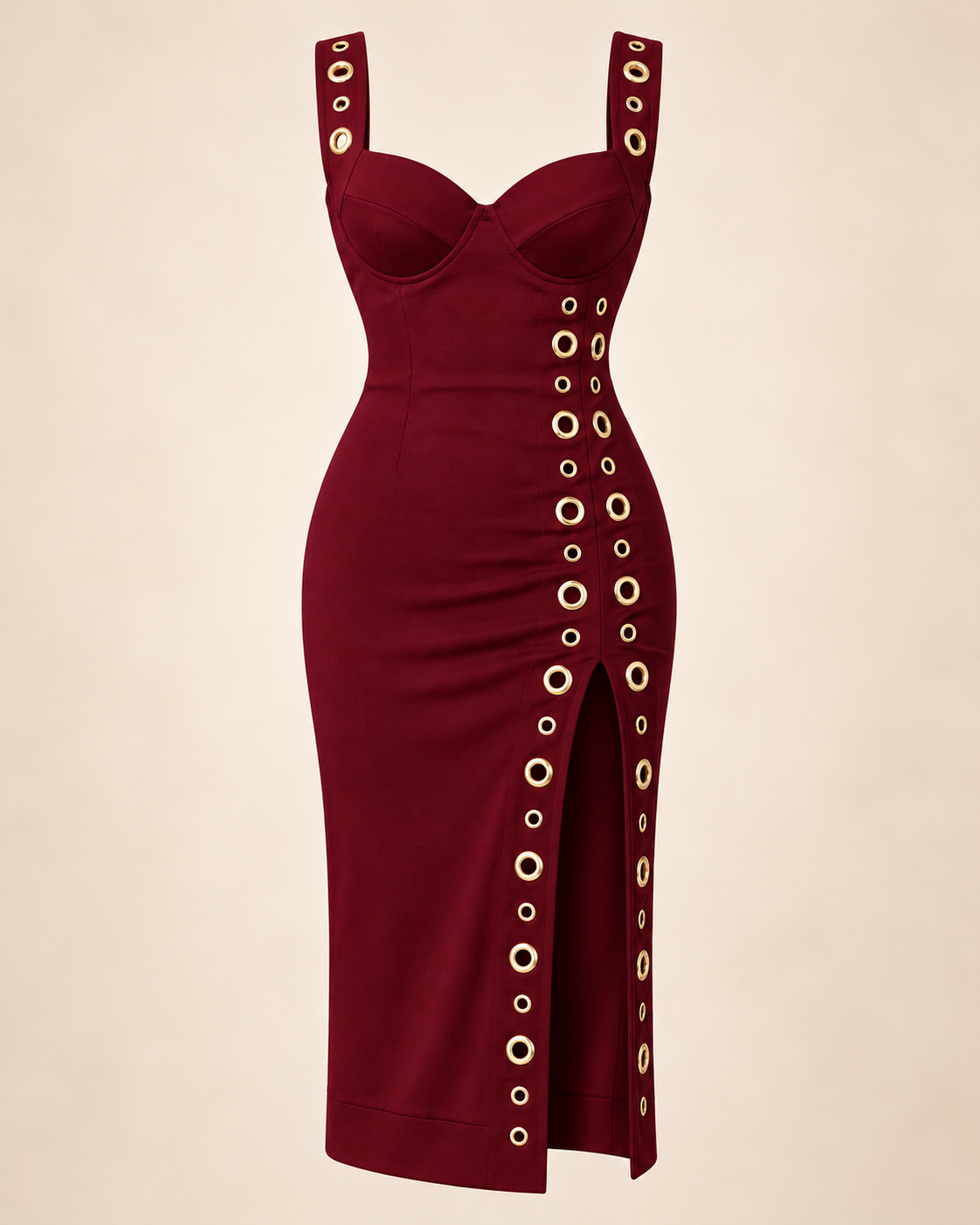 Gold Eyelet Midi Dress – product view 3