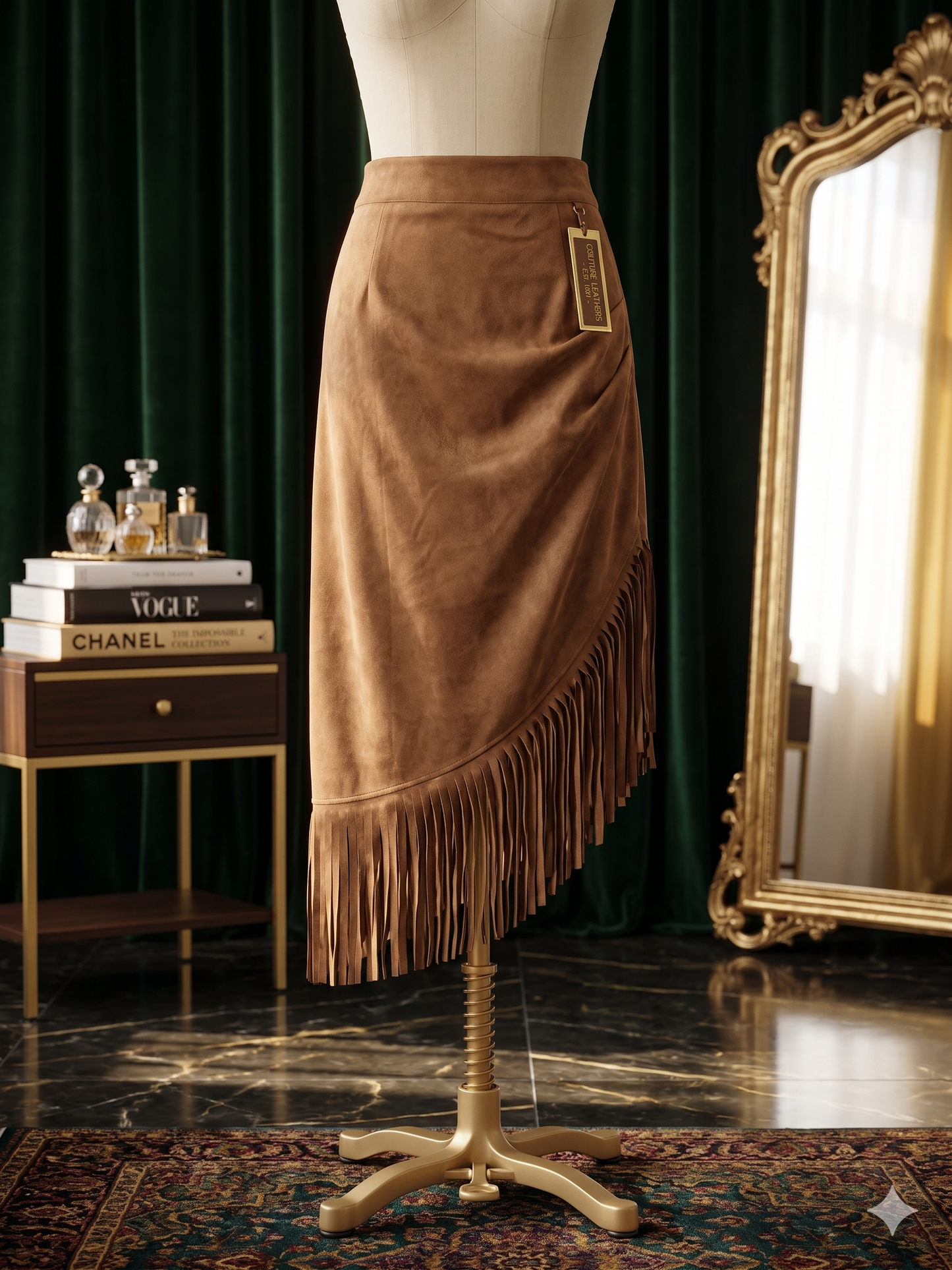 Irregular Hem Suede Midi Skirt For Women
