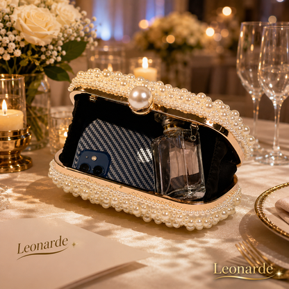 Women's Pearl Dinner Bag Soft Surface Lock Clutch