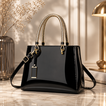Fashionable Patent Leather Glossy Handbag Large-Capacity Casual Shoulder Crossbody Bag