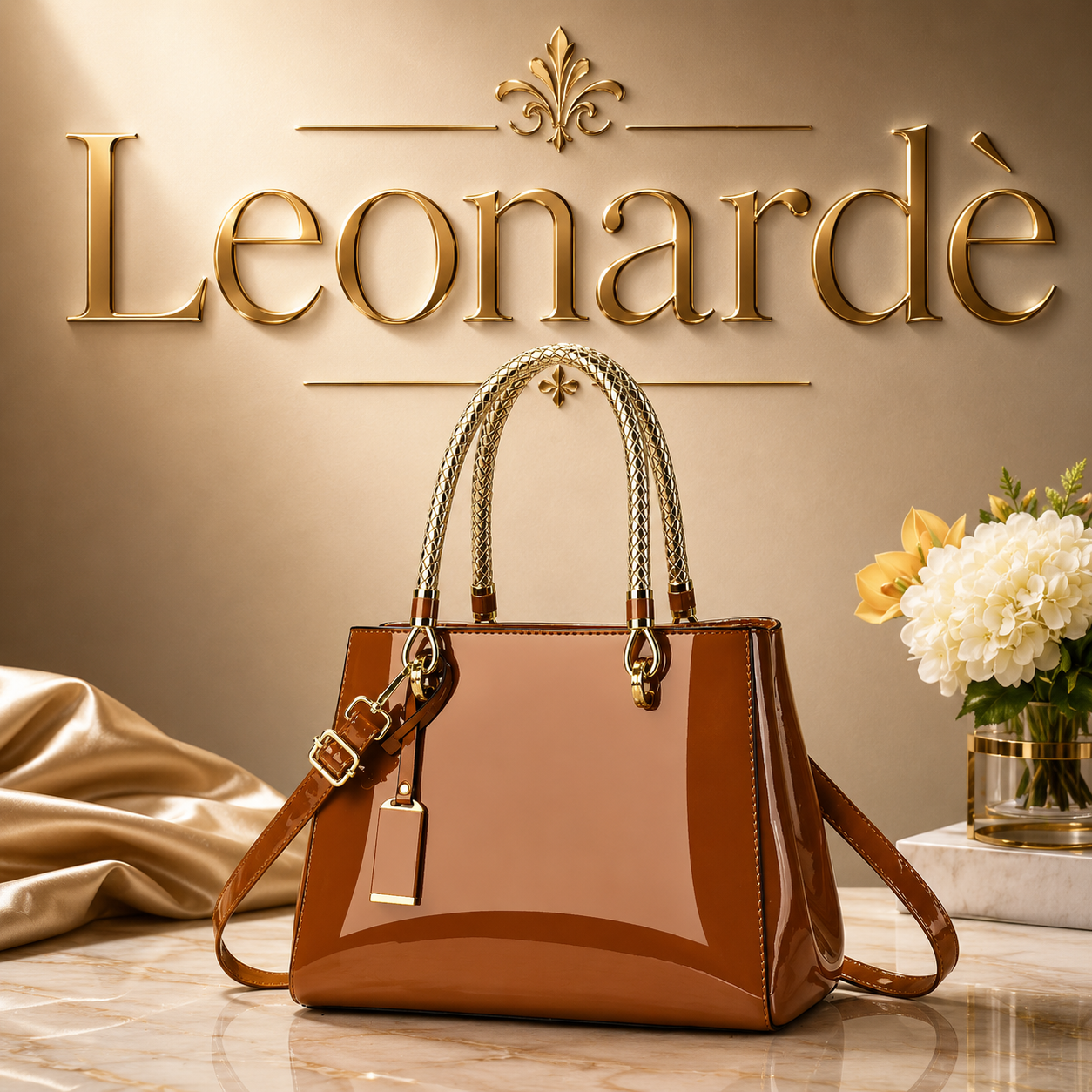 Fashionable Patent Leather Glossy Handbag Large-Capacity Casual Shoulder Crossbody Bag