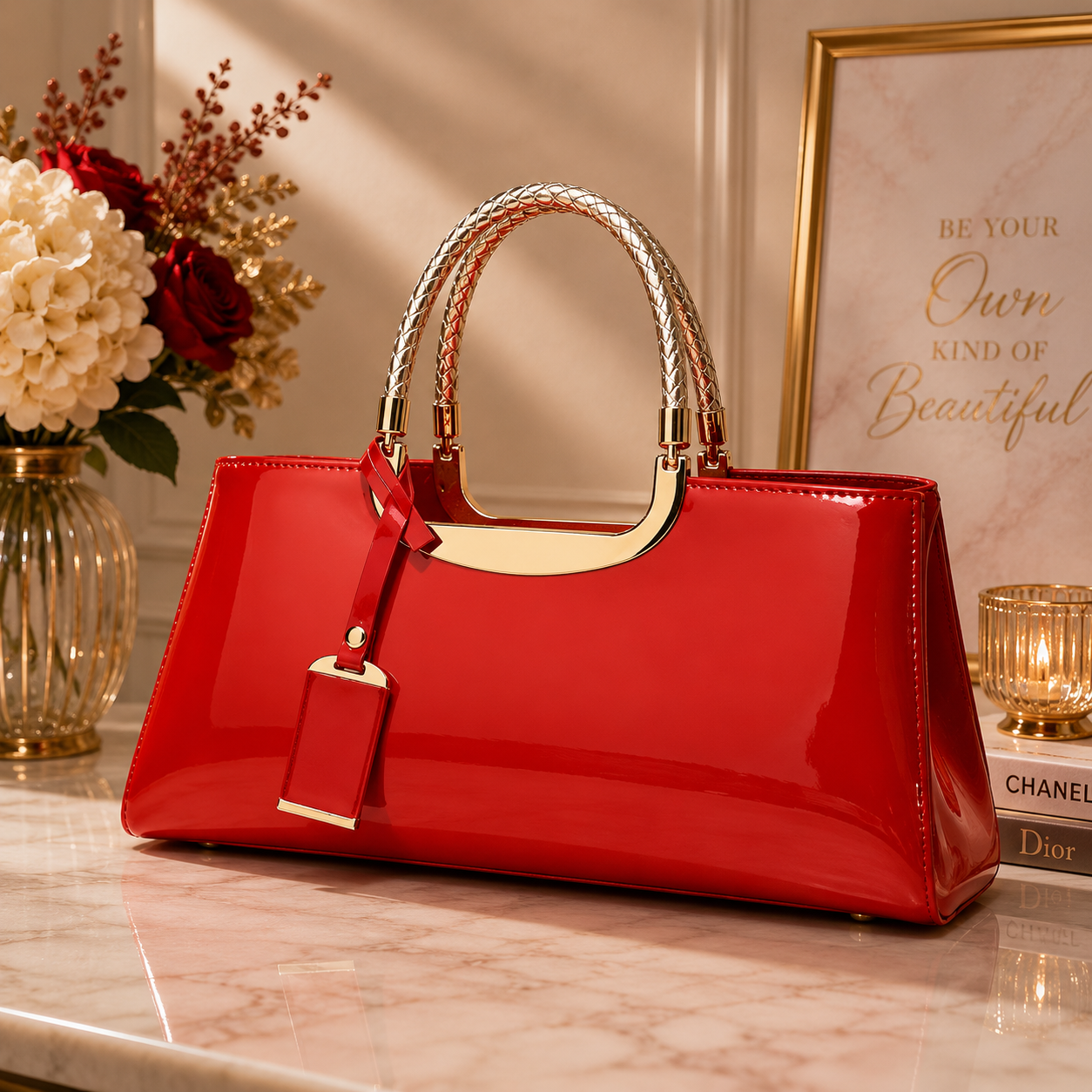 European And American Fashion Light Plastic Patent Leather Handbag