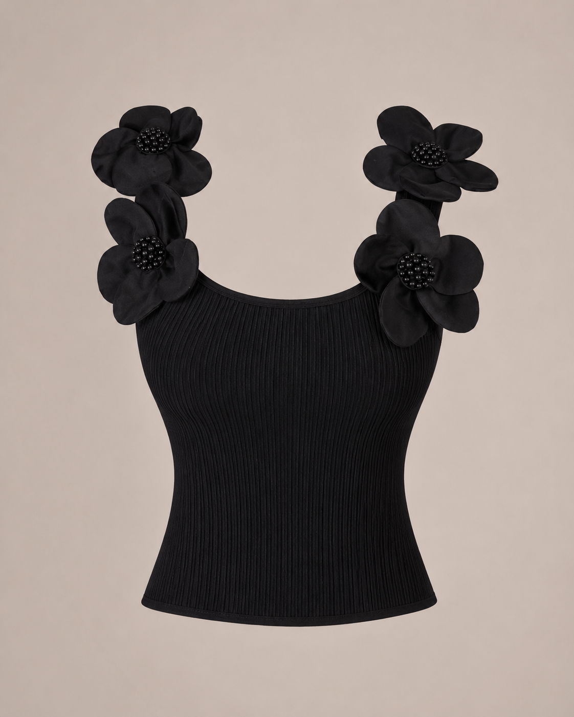 Women's 3D Floral Decorated Knitted Sleeveless Top