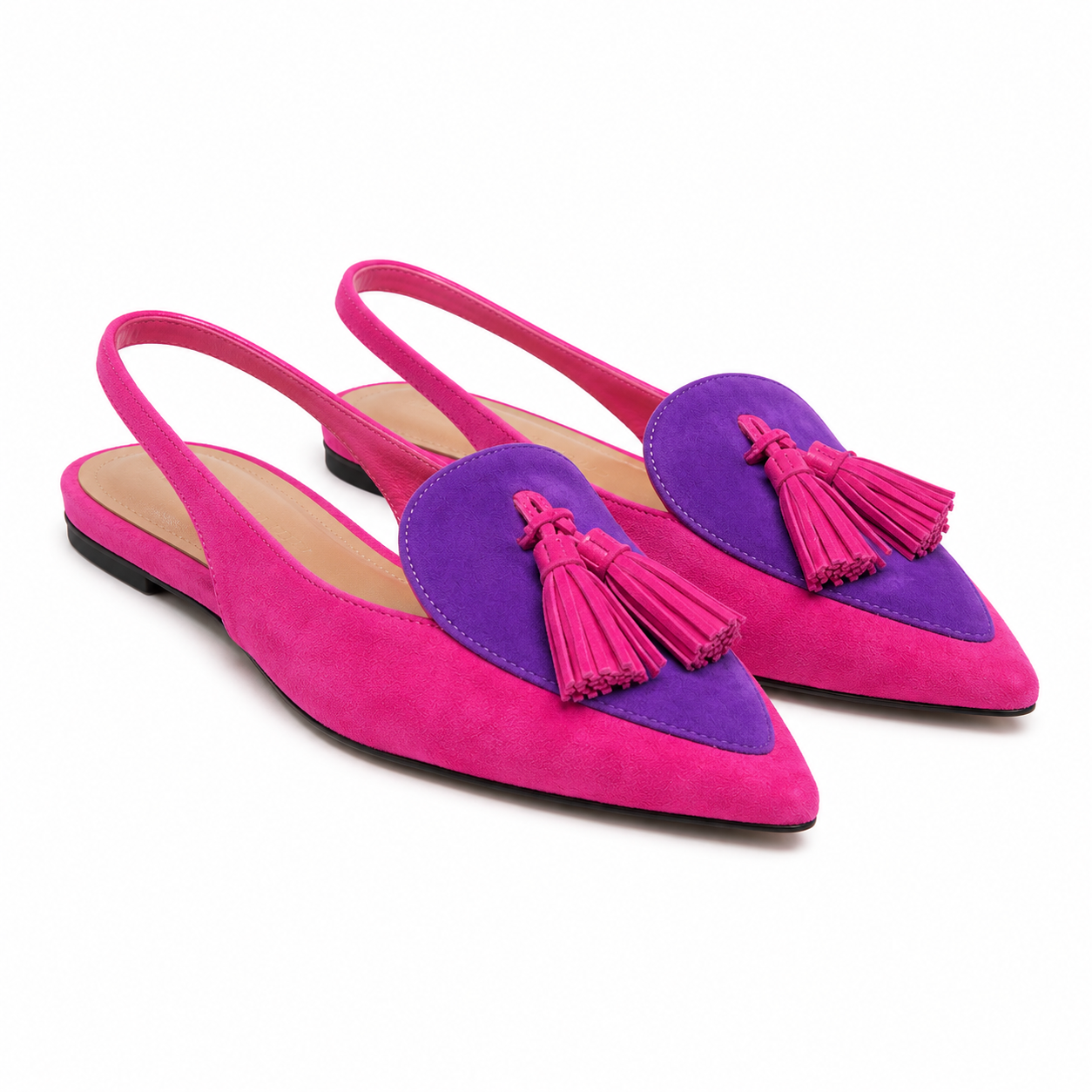 Color Matching Women's Plus Size Pointed Low Heel Slingback Sandals