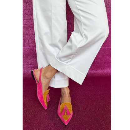 Color Matching Women's Plus Size Pointed Low Heel Slingback Sandals
