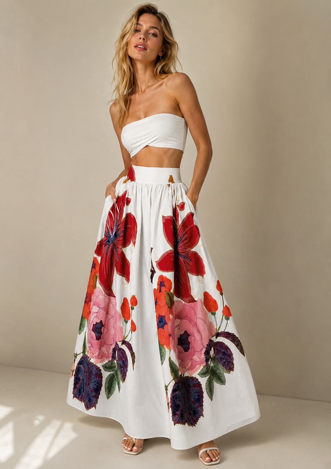 Artificial 🌼 Golden Bloom Maxi Skirt ✨ Skirt