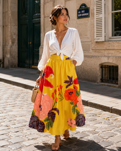 Artificial 🌼 Golden Bloom Maxi Skirt ✨ Skirt