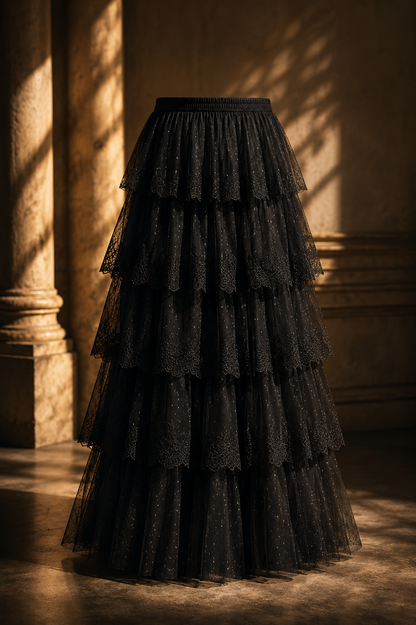 Embroidered Lace Mesh Skirt Cake A- Line Skirt