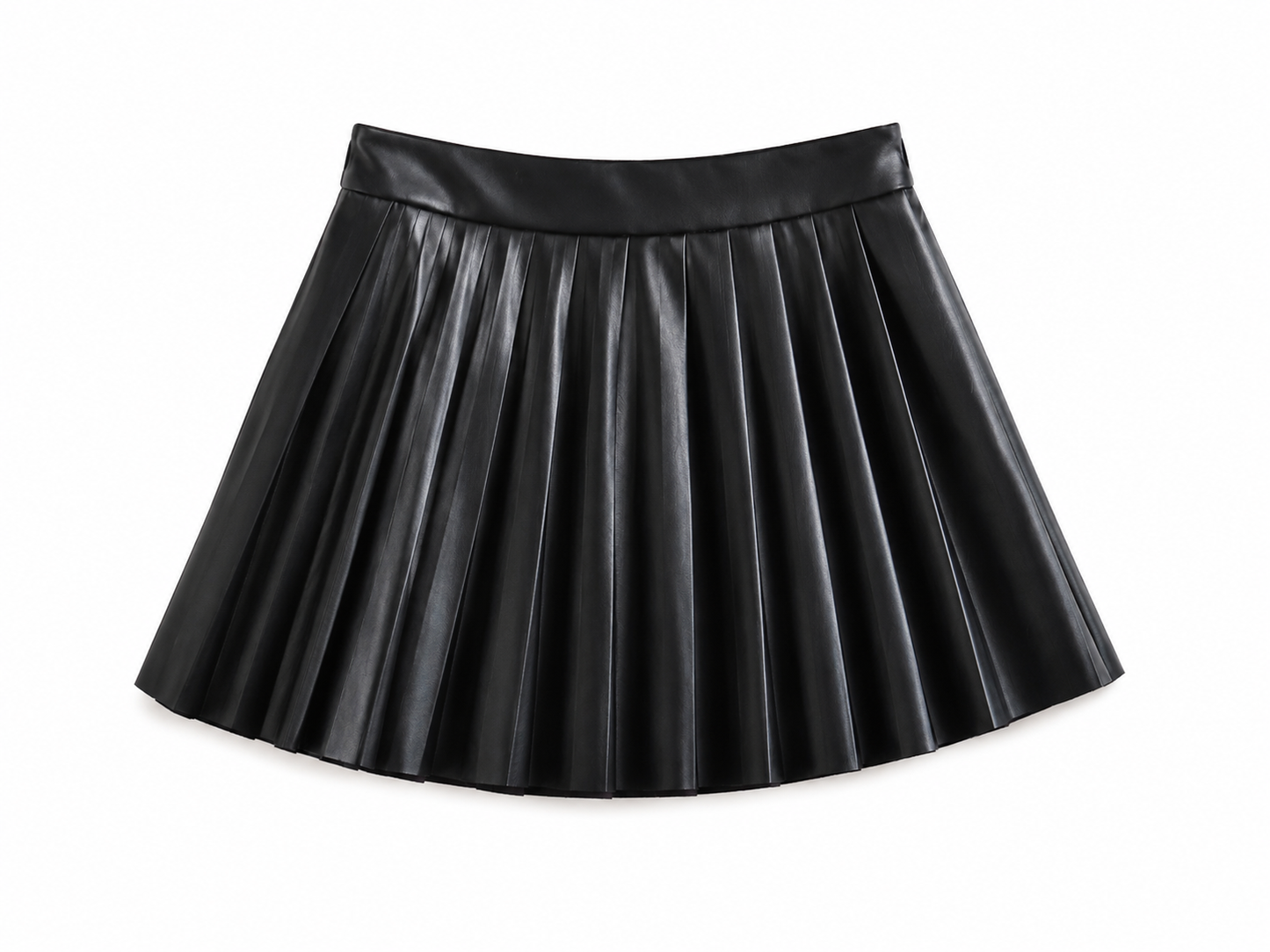 Women's Fashion Casual Pleated Imitation Leather Mini Skirt