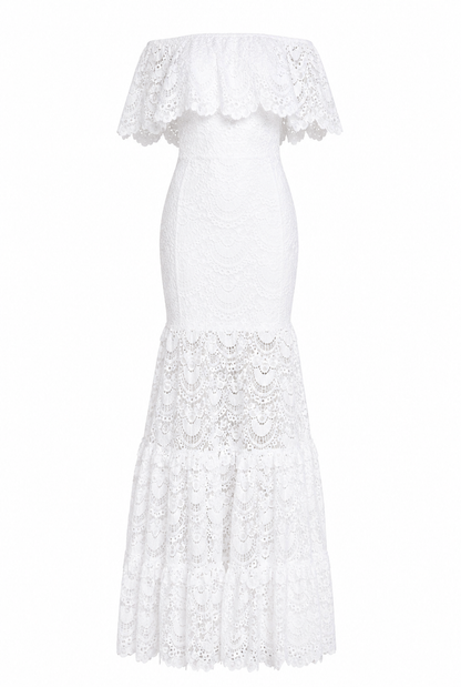 New Beach Dress Wish Dunhuang Hot Style Sexy Lace One-shoulder Beach Dress
