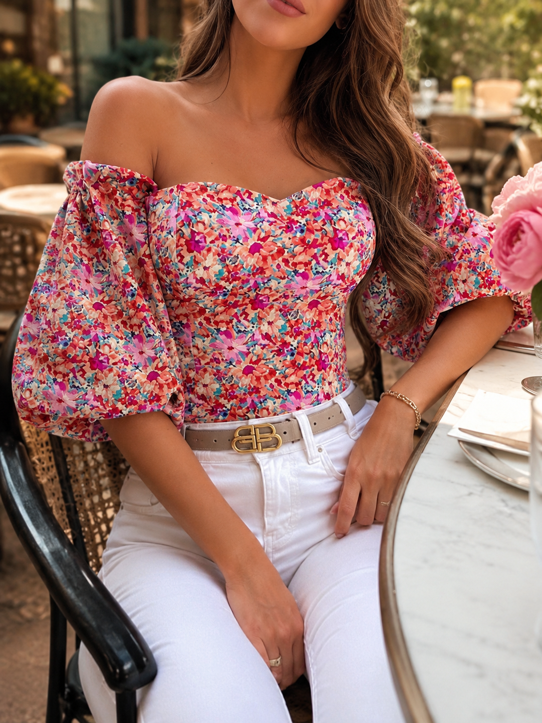 Women's Boho Print Short Sleeve Top