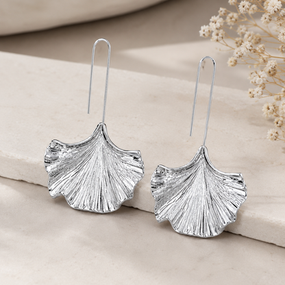 Ginkgo Leaf Alloy Texture Leaf Earrings